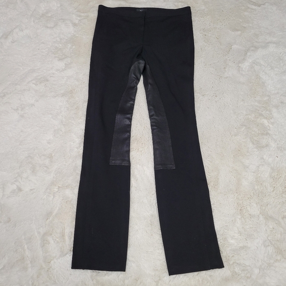 Theory Riding Pants C Fixture Ponte Black Leather Trim Casual Equestrian Women 4 - Picture 2 of 8
